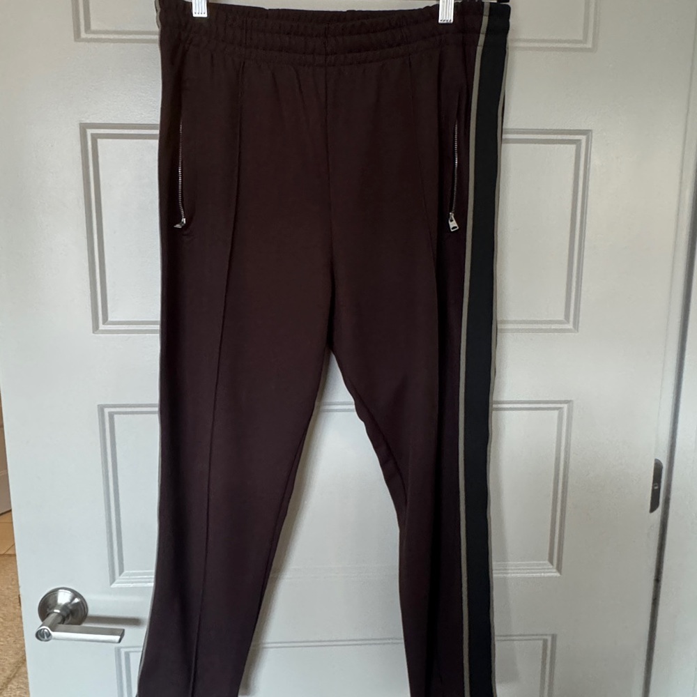 All Saints Wine Track Pants with Black Stripe